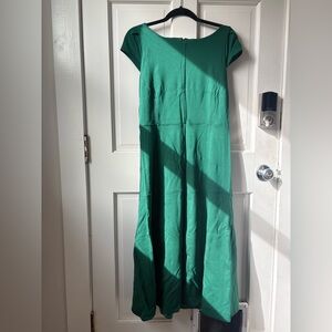 Ann Taylor Vibrant Green Cap Sleeve Maxi Dress Size L